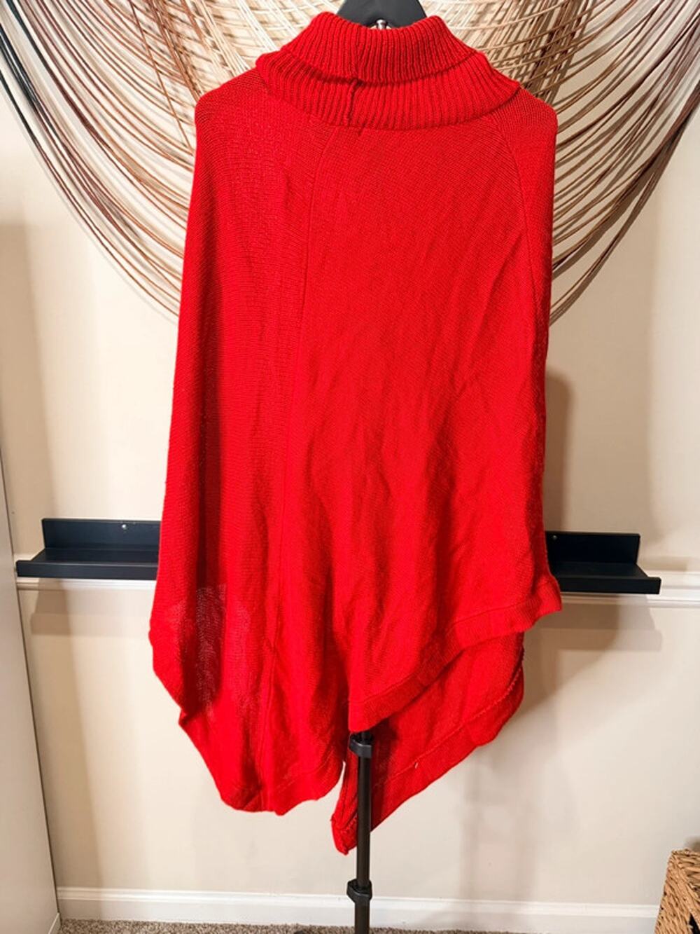 Ashley Stewart, red turtleneck poncho 3242